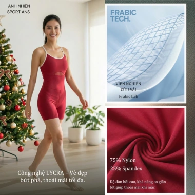 Jumpsuit Thể Thao Áo Bra Dây Đan Chéo Đỏ Trắng Thun Lạnh Co Giãn 4 Chiều Tập Gym Yoga 510.000₫