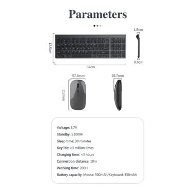 JVZODN Bàn phím không dây 109 phím Bluetooth 5.0 2.4GHz, sạc được, tương thích iPad, laptop, PC, điện thoại - Giá 660k 5