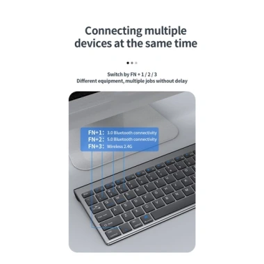 JVZODN Bàn phím không dây 109 phím Bluetooth 5.0 2.4GHz, sạc được, tương thích iPad, laptop, PC, điện thoại - Giá 660k 7