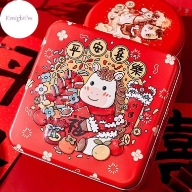 K2nightFee Hộp Quà Tặng Tết Tinplate - Kẹo Thiếc, Bánh Quy, Trà, Gấu Trúc Hoạt Hình Năm Ngựa, Giá 72.600₫ 3