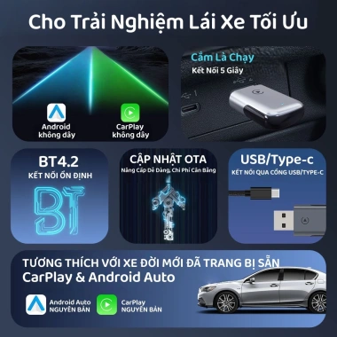 K8 CarPlay không dây 2 trong 1 - Hỗ trợ CarPlay & Android Auto, tương thích 99% xe, chỉ cắm USB dùng ngay, giá 420.000₫ 7