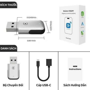 K8 CarPlay không dây 2 trong 1 - Hỗ trợ CarPlay & Android Auto, tương thích 99% xe, chỉ cắm USB dùng ngay, giá 420.000₫ 8