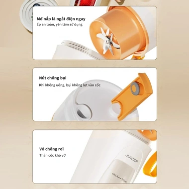 KADONIA Máy Xay Sinh Tố Cầm Tay Mini 340ml - Pin 4.000mAh, Du Lịch Nhỏ Gọn