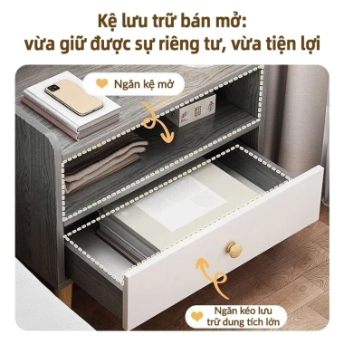 KAZACA Tủ đầu giường chân gỗ tự nhiên - Kệ lưu trữ đa tầng, chắn ba mặt, chống rơi đồ, giá ưu đãi 436.500 4
