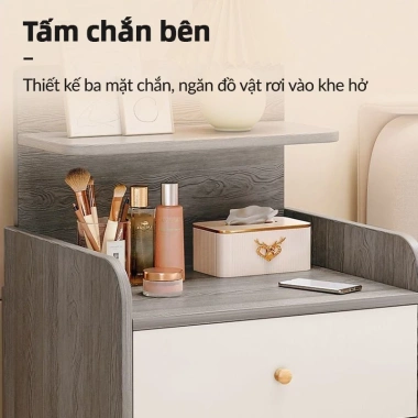 KAZACA Tủ đầu giường chân gỗ tự nhiên - Kệ lưu trữ đa tầng, chắn ba mặt, chống rơi đồ, giá ưu đãi 436.500 6