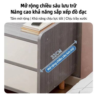 KAZACA Tủ đầu giường chân gỗ tự nhiên - Kệ lưu trữ đa tầng, chắn ba mặt, chống rơi đồ, giá ưu đãi 436.500 8