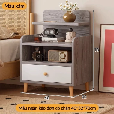 KAZACA Tủ đầu giường chân gỗ tự nhiên - Kệ lưu trữ đa tầng, chắn ba mặt, chống rơi đồ, giá ưu đãi 436.500 10