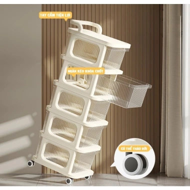Kệ 3-4 tầng đa năng bánh xe đẩy spa - Giá để đồ bỉm sữa tiện lợi, giảm còn 215k