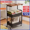 Kệ 3 tầng bánh xe kim loại mặt bàn gỗ MDF - Decor phòng khách, ngủ, bếp, 289k