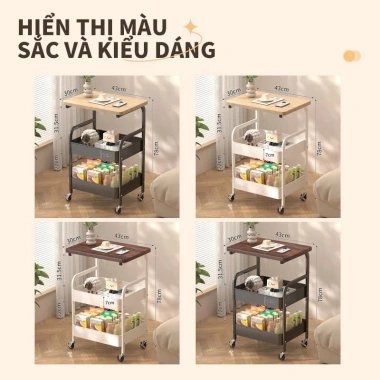 Kệ 3 tầng đa năng có bánh xe, xe đẩy spa kim loại, mặt gỗ cao cấp - Giá 184.100 VND 7