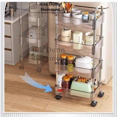 Kệ 3 tầng Heo hồng đa năng bánh xe trong suốt - Nhựa cho bé, gia đình, giá 187.325đ