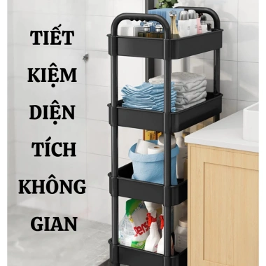 Kệ 4 tầng xe đẩy đa năng cho spa, phòng tắm, bếp - Bánh xe tiện lợi, di chuyển dễ dàng, giá ưu đãi 106.800₫