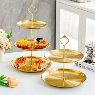 Kệ Bánh 2-3 Tầng Mạ Vàng Cao Cấp - Đĩa Trưng Bày Trái Cây, Bánh Ngọt, Decor Tiệc | Giá chỉ 119k 4