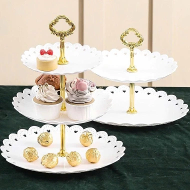 Kệ Bánh 3 Tầng Cao Cấp - Khay Đựng Trái Cây, Bánh Mứt, Kẹo - Giá 69.000đ