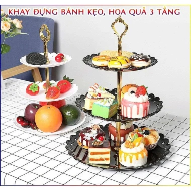 Kệ Bánh 3 Tầng Tháo Rời Khay Đựng Mứt Kẹo Sang Trọng Giá Ưu Đãi 69.000₫