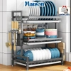 Kệ Bát 3 Tầng Maison Khay Hứng Nước, Giá Đũa Dao Thớt Thép Carbon - Đa Năng 213k