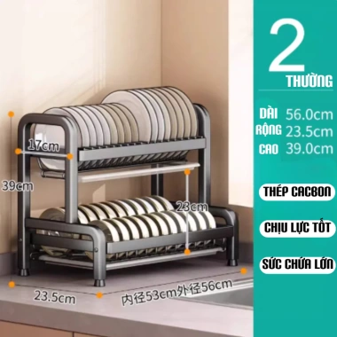 Kệ Bát 3 Tầng Maison Khay Hứng Nước, Giá Đũa Dao Thớt Thép Carbon - Đa Năng 213k 10