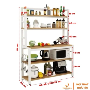 Kệ bếp đa năng 5 tầng VNH-535 - Kệ lò vi sóng, lưu trữ thông minh, trang trí, tiết kiệm không gian, giá ưu đãi 950.000₫ 3