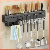 Kệ bếp đa năng inox Giá lưu trữ đồ dùng nhà bếp treo tường không đục lỗ gắn móc