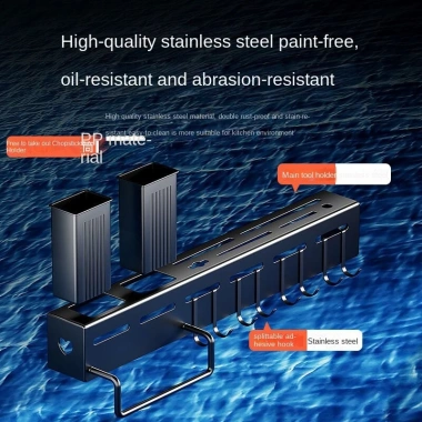 Kệ bếp đa năng inox Giá lưu trữ đồ dùng nhà bếp treo tường không đục lỗ gắn móc 3