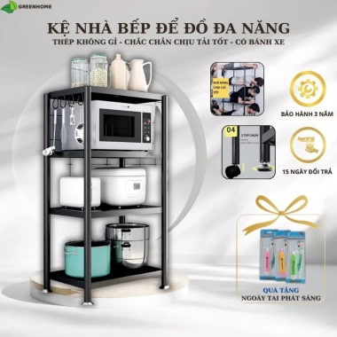 Kệ Bếp Đa Năng Thép Carbon có bánh xe - Đỡ lò vi sóng, xoong nồi, tiện lợi, chỉ 297,160₫