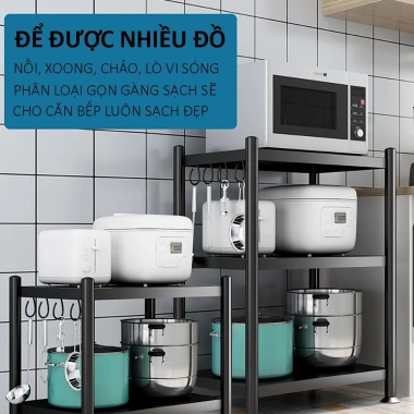 Kệ Bếp Đa Năng Thép Carbon có bánh xe - Đỡ lò vi sóng, xoong nồi, tiện lợi, chỉ 297,160₫