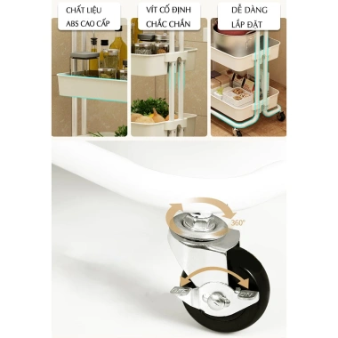 Kệ Bỉm Sữa 3 Tầng Đa Năng Có Bánh Xe Xe Đẩy Spa Tiện Lợi Lưu Trữ Đồ Nhỏ Gọn