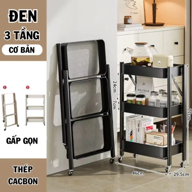 Kệ Bỉm Sữa Gấp Gọn 3 Tầng, Bánh Xe & Xe Đẩy Spa, Khung Thép, Giá chỉ 409.000 VND