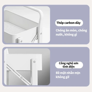 Kệ Bỉm Sữa Gấp Gọn 3 Tầng Xe Đẩy Thép Cacbon Chống Gỉ - Giá Ưu Đãi 359k