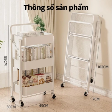 Kệ Bỉm Sữa Gấp Gọn 3 Tầng Xe Đẩy Thép Cacbon Chống Gỉ - Giá Ưu Đãi 359k