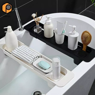 Kệ bồn tắm đa năng – sắp xếp phòng tắm, thoát nước, khay sách, chất tẩy rửa, kỷ niệm, giá ưu đãi 313.500 VND