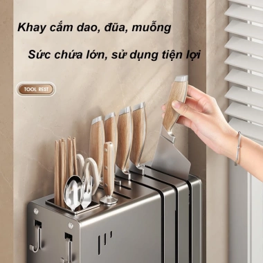 Kệ Cài Dao Thớt DJ01 - Giá Đỡ Dao, Ống Đũa Thìa Thép Cacbon Cao Cấp, 139,999₫ 3