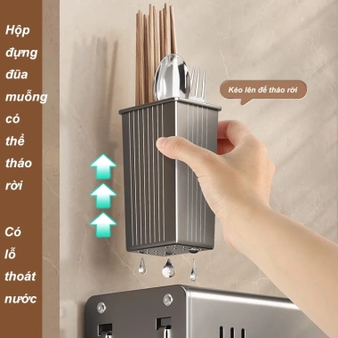 Kệ Cài Dao Thớt DJ01 - Giá Đỡ Dao, Ống Đũa Thìa Thép Cacbon Cao Cấp, 139,999₫ 5