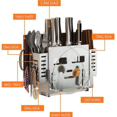 Kệ Cài Dao Thớt Đựng Đũa Đa Năng Úp Vung Nồi - Treo Tường Bếp MKS017 Giá Ưu Đãi 115k