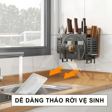 Kệ Cài Dao Thớt Đựng Đũa Đa Năng Úp Vung Nồi - Treo Tường Bếp MKS017 Giá Ưu Đãi 115k