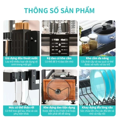 Kệ chén có nắp đậy đa năng thép cacbon: Kệ bếp thông minh, tiết kiệm không gian, giá chỉ 389.000₫
