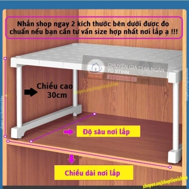Kệ chia tầng đa năng 30cm ngăn tủ quần áo và tủ bếp STIHN giá chỉ 170.000đ