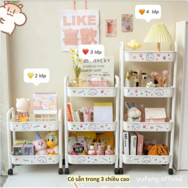 Kệ Đa Năng 3-4 Tầng Bánh Xe Di Chuyển và Sticker Dễ Thương Giá Siêu Ưu Đãi 45k 4