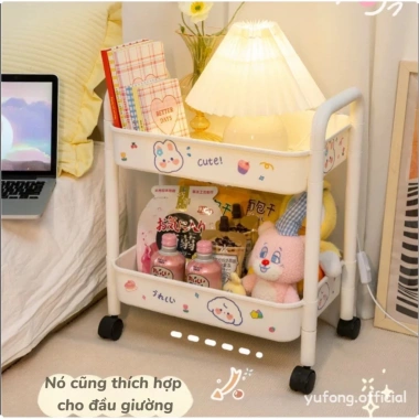 Kệ Đa Năng 3-4 Tầng Bánh Xe Di Chuyển và Sticker Dễ Thương Giá Siêu Ưu Đãi 45k 5