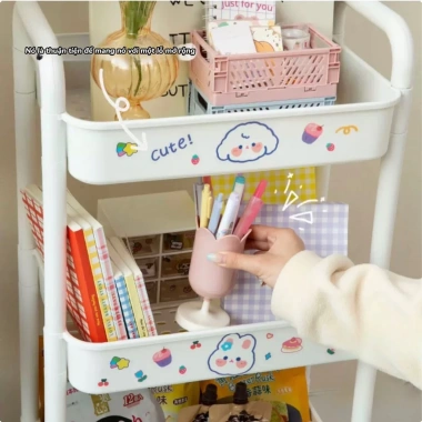 Kệ Đa Năng 3-4 Tầng Bánh Xe Di Chuyển và Sticker Dễ Thương Giá Siêu Ưu Đãi 45k 7