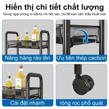 Kệ Đa Năng 3-5 Tầng Bằng Sắt Lưới Thép Có Bánh Xe Giá Ưu Đãi 119.000 VND 5