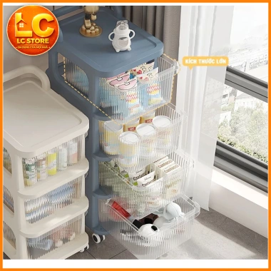 Kệ Đa Năng 3-5 Tầng Bánh Xe - Giá Đựng Đồ Chống Bụi, Spa, Văn Phòng, Bỉm Sữa, 175.000 VND
