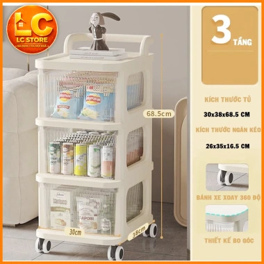 Kệ Đa Năng 3-5 Tầng Bánh Xe - Giá Đựng Đồ Chống Bụi, Spa, Văn Phòng, Bỉm Sữa, 175.000 VND