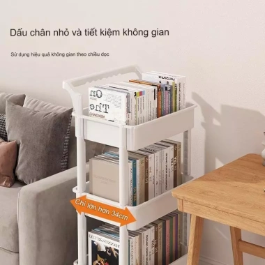 Kệ đa năng 3 tầng nhựa, tay đẩy, bánh xe xoay 360°, chỉ 69.000₫ (giá gốc 85.560₫) - mẹ bé & bếp
