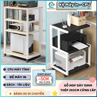 Kệ đa năng Homie Decor – Đựng case CPU, máy in, kệ bếp, bánh xe tiện lợi, giá 279.000₫