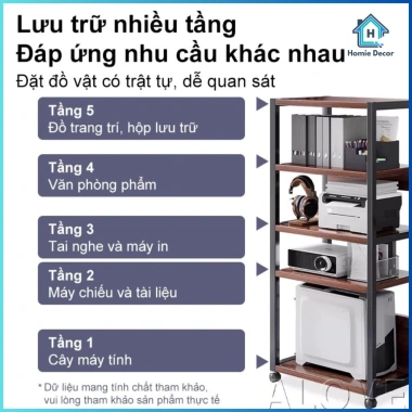 Kệ đa năng Homie Decor – Đựng case CPU, máy in, kệ bếp, bánh xe tiện lợi, giá 279.000₫