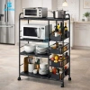Kệ đa năng nhà bếp 3-4 tầng kép bánh xe thép carbon, kèm kệ vi sóng, gia vị, nồi chiên không dầu – giá 450.000₫