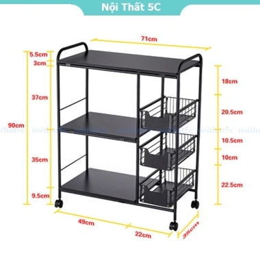 Kệ đa năng nhà bếp 3-4 tầng kép bánh xe thép carbon, kèm kệ vi sóng, gia vị, nồi chiên không dầu – giá 450.000₫ 10 Kệ đa năng nhà bếp 3-4 tầng kép bánh xe thép carbon, kèm kệ vi sóng, gia vị, nồi chiên không dầu – giá 450.000₫ 10