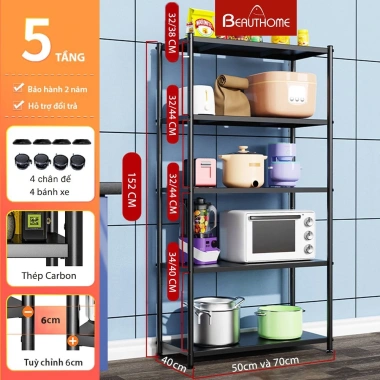 Kệ Đa Năng Nhà Bếp Thép Carbon Sơn Tĩnh Điện, Bánh Xe Di Chuyển, Đặt Lò Vi Sóng - 545.000₫ 4