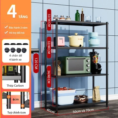 Kệ Đa Năng Nhà Bếp Thép Carbon Sơn Tĩnh Điện, Bánh Xe Di Chuyển, Đặt Lò Vi Sóng - 545.000₫ 8